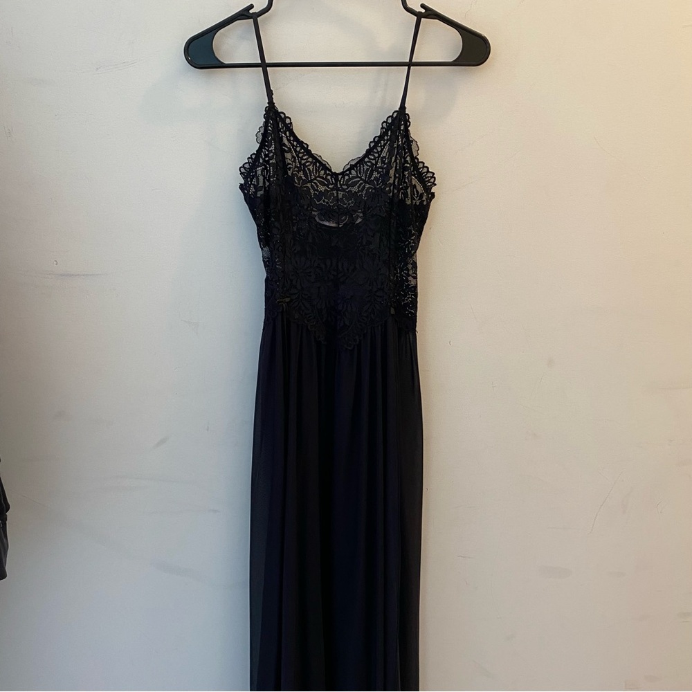 La Vie En Rose Black Lace Bodice Slip - Picture 4 of 11